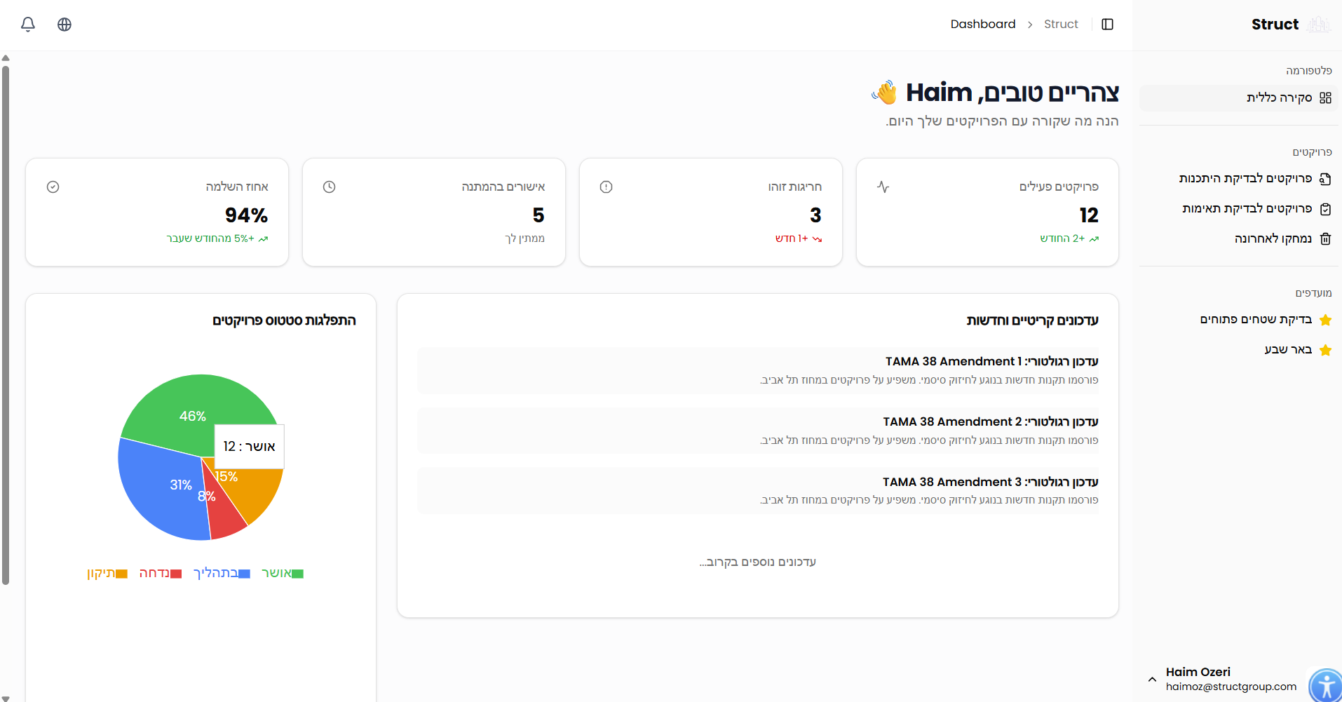 Struct Main Platform Dashboard